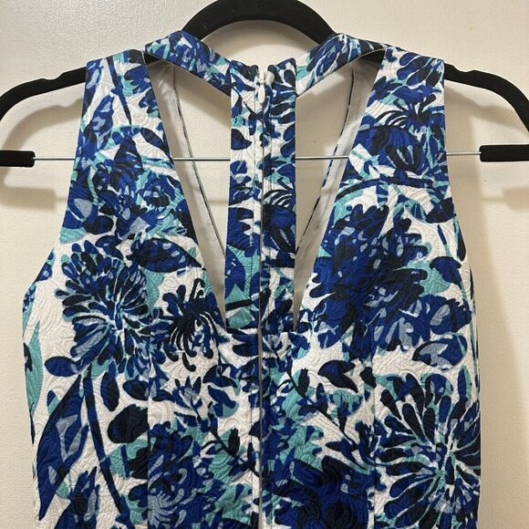 2/$30 H&M Sleeveless Fit & Flare Jacquard Dress Size 4 Blue Floral Pockets NWT - Picture 12 of 13